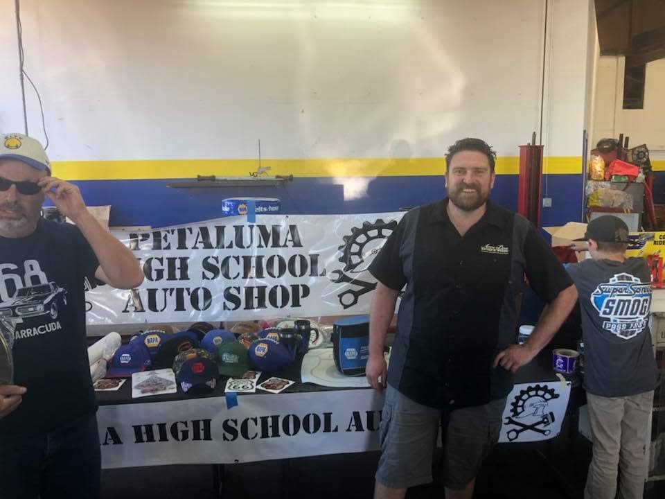 Stephen Blume hosting a Petaluma High School Auto Shop fundraiser at Accu-Line Brake & Wheel