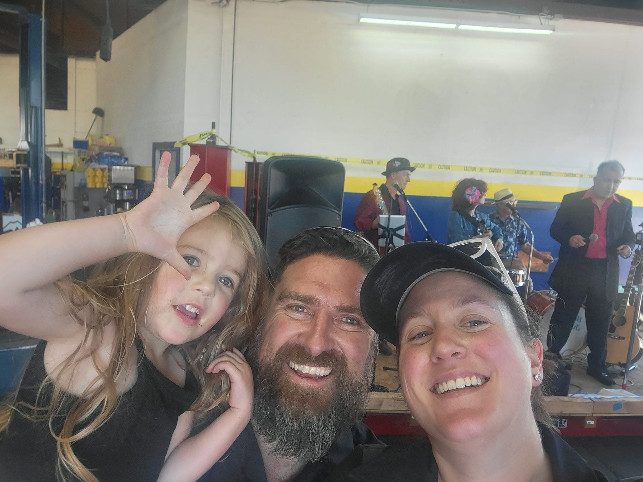Stephen Blume with Tara and Livi at Accu-Line Brake & Wheel's anniversary shindig in Petaluma